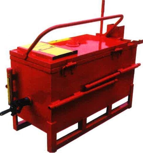 A back view of the 30 Gallon Direct Fire Melter